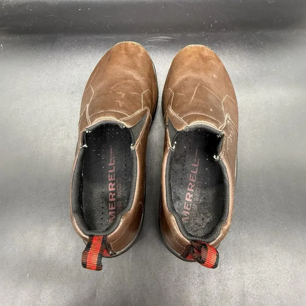 Merrell Boys Jungle Moc Bug Brown Slip-On Shoes Youth size 5.5 Leather Comfort